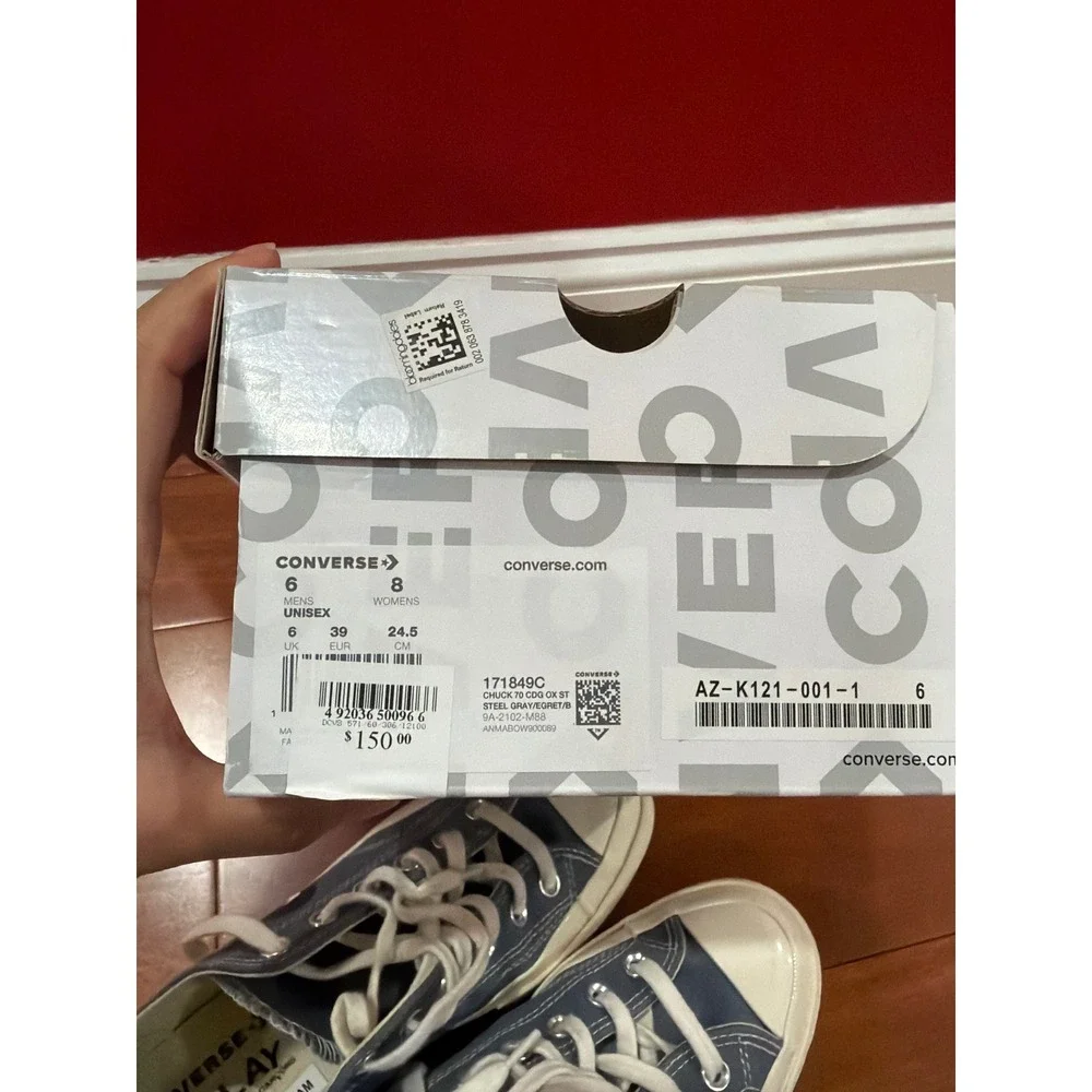 NIB Converse CDG Play Chuck 70 Low Sneakers Womens 8 Mens 6 Steel Gray 171849C